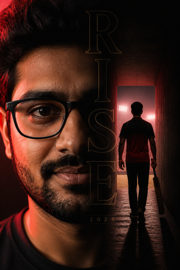 RCB AI photo prompt split face championship editorial poster for Reels and Shorts cover